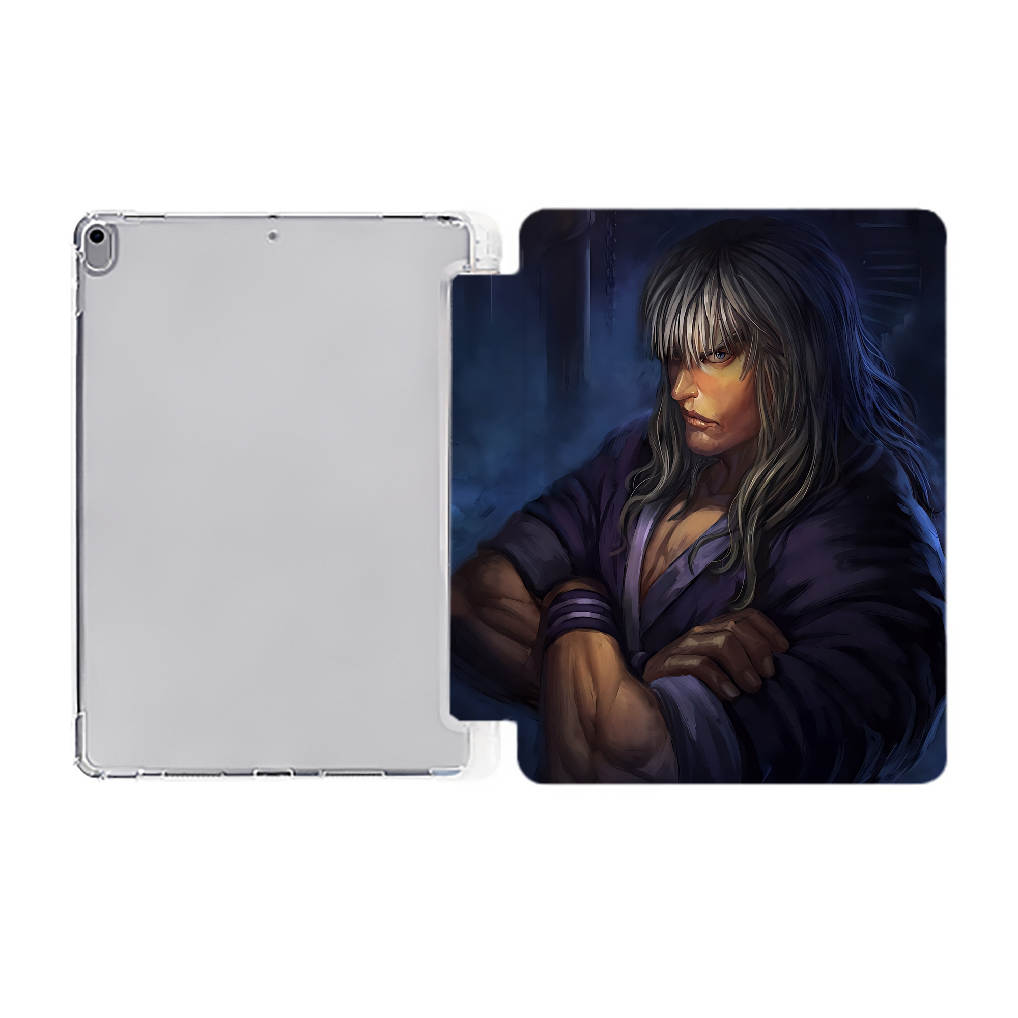 （画像用） 北斗の拳 Fist of the North Star IPad ケース ペン収納付き 三つ折りスタンド PUレザー×シリコン 対応機種9.5/10.5/10.9インチ
